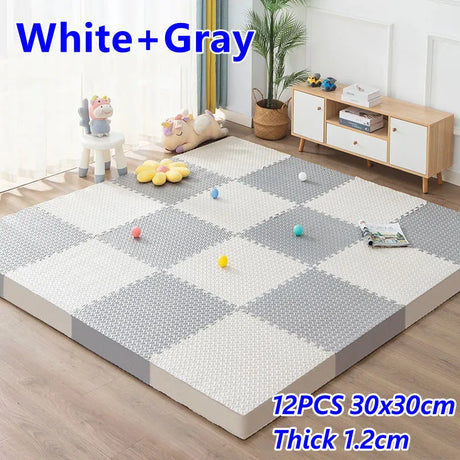 Baby Game Mat 12PCS Puzzle Mat Thick 1.2cm Play Mats 30x30cm Foam Puzzle Mat Floor Mats Gym Crawling Mat Kids Foot Mat Baby Rugs