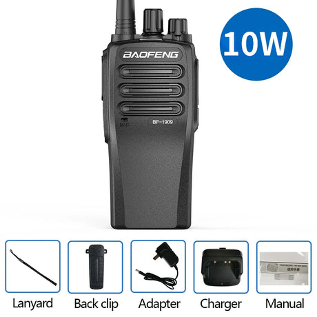 Baofeng-BF-1909 Two-Way Radio, Long Range Professional Walkie Talkie, Portable Communicator Radio for Hunting TypeC 4800mAh, 10W