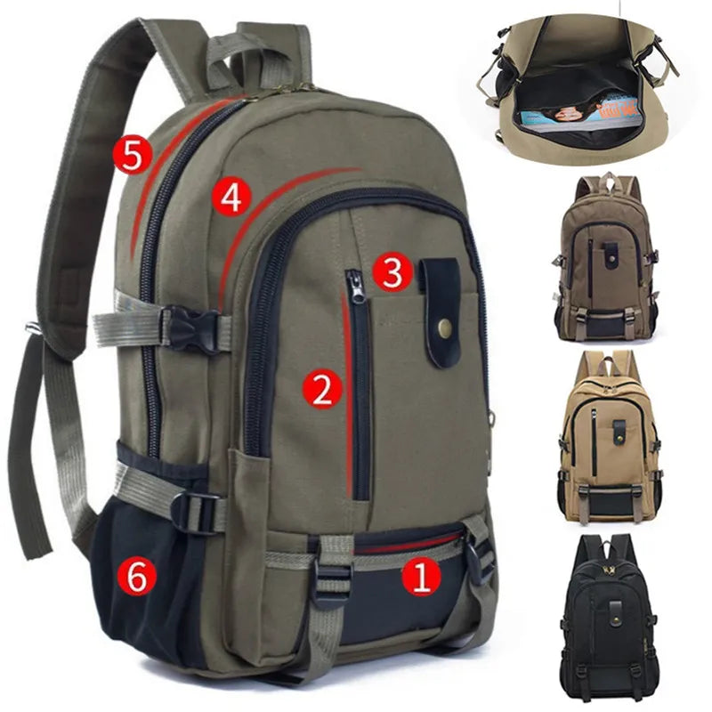 Travel Backpack Men Tactical Militari Mountaineering Bag Men Canvas Large Capacity Backpacks Outdoor Camping Bag Computer Bag