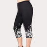 Summer New Casual Sports Yoga Capri Women Plus Size Floral Print Leggings Elastic Waist Cropped Pants Ladies Leisure Jegging