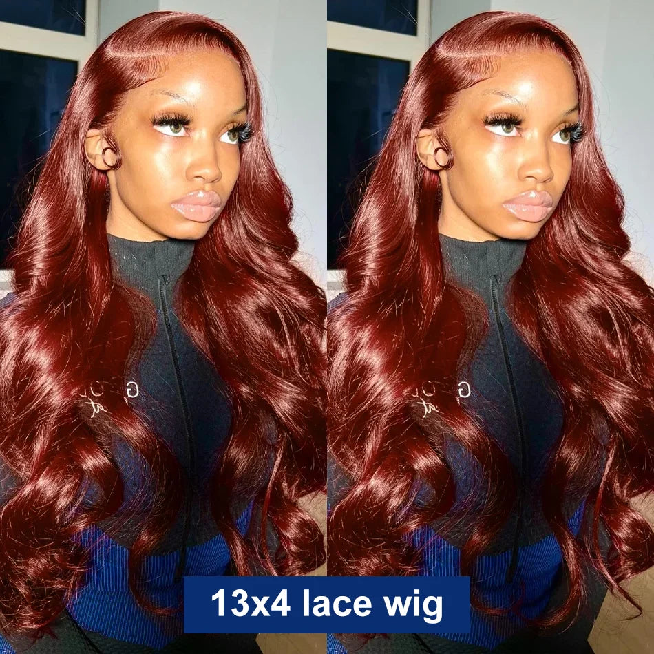 30 32 Inch Brazilian Reddish Brown 13x4 13x6 HD Lace Front Wigs Human Hair Body Wave 250% Glueless Closure Frontal Wig For Women