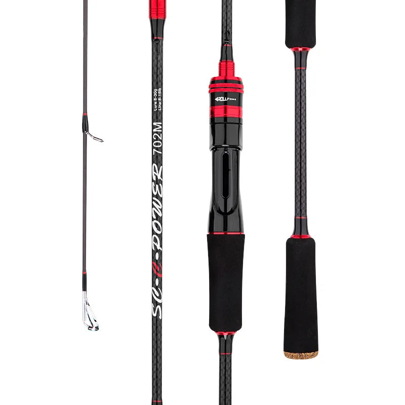 Catch.u Bass Fishing Rod Carbon Fiber Spinning/Casting Fishing Pole Bait WT 4-35G Line WT 2-20LB 3Top Fast Lure Fishing Rods