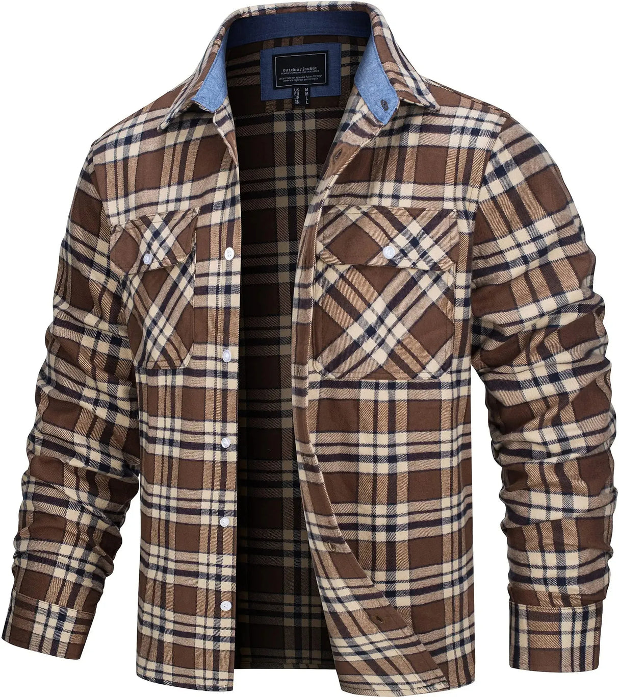 TACVASEN Oversize Lightweight Shirt Jacket Button Down Cotton Plaid Shirts Mens Long Sleeve Streetwear Flannel Shirts W/ Pockets