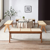 Solid Wood Rattan Home Shoe Changing Stool Modern Nordic Homestay Rattan Chair Simple Tailstock Dining Table Bench