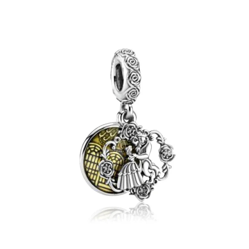 Fit Pandora Beauty and The Beast Charms Bracelet Kid Disney Purple Mrs. Potts Teapot Beads DIY Bijoux for Women Chip Cup Pendant