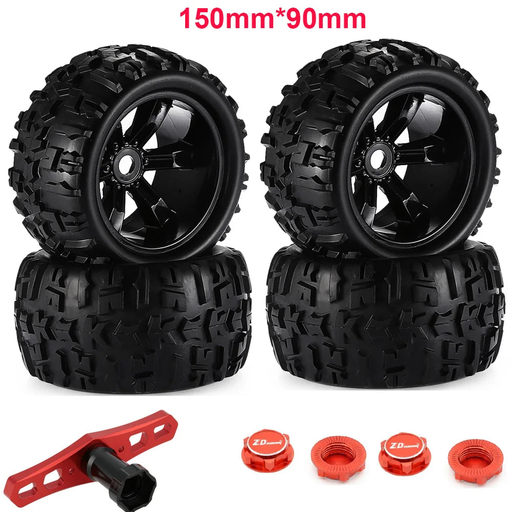 4pcs/pack 1/8 Scale 17mm Hex RC Truck Tires and Wheels Set Glued for Traxxas Maxx Tmaxx E-Revo Revo 3.3, JLB Cheetah Monster