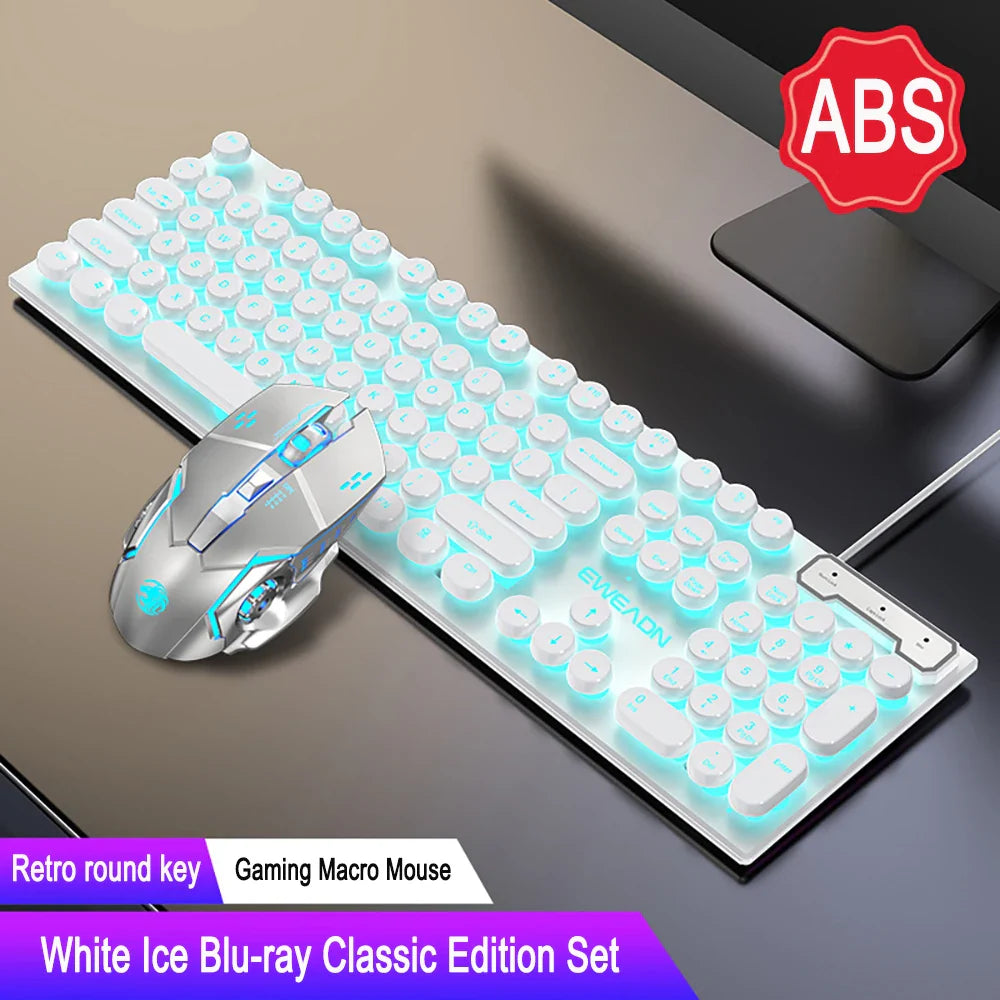 Three-piece Set Punk Gaming Keyboard and Mouse Earphone Set Luminous Keyboards 1600 DPI Mice Headset Combos Computer Accessories