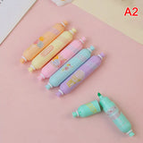 6Pcs/Lot Cute Cartoon Cat Highlighters School Office Stationery Students Drawing Supplies Kawaii Ice Cream Mini Paint Marker Pen