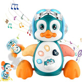 Baby Crawling Toys Musical Penguin Infant Moving Walking Dancing Toys with Light Toddler Interactive Development Tummy Time Gift