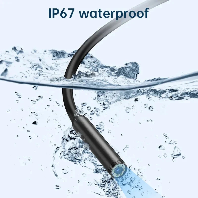 2MP Endoscope Camera IP67 Waterproof 8 MM Hard Wire Pipeline Inspection Borescope With 8 Adjustable LED For IOS Iphone Android