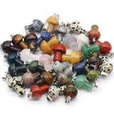 Mutilcolor 10 PCS Natural Crystal Stone Pendants Mushroom Shape Gemstone,with Clasps for Necklace Bracelet Jewelry Making