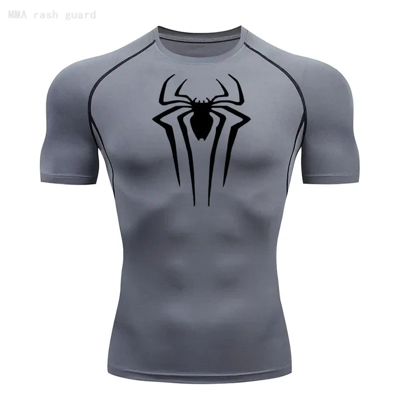 The New Short Sleeve Men's T-Shirt Summer Breathable Quick Dry Sports Top Bodybuilding Track suit Compression Shirt Fitness Men