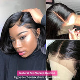 13x4 HD Lace Frontal Wigs Straight Short Bob Wig Human Hair Wigs Brazilian Pre Plucked Lace Frontal Human Hair Wig For Women