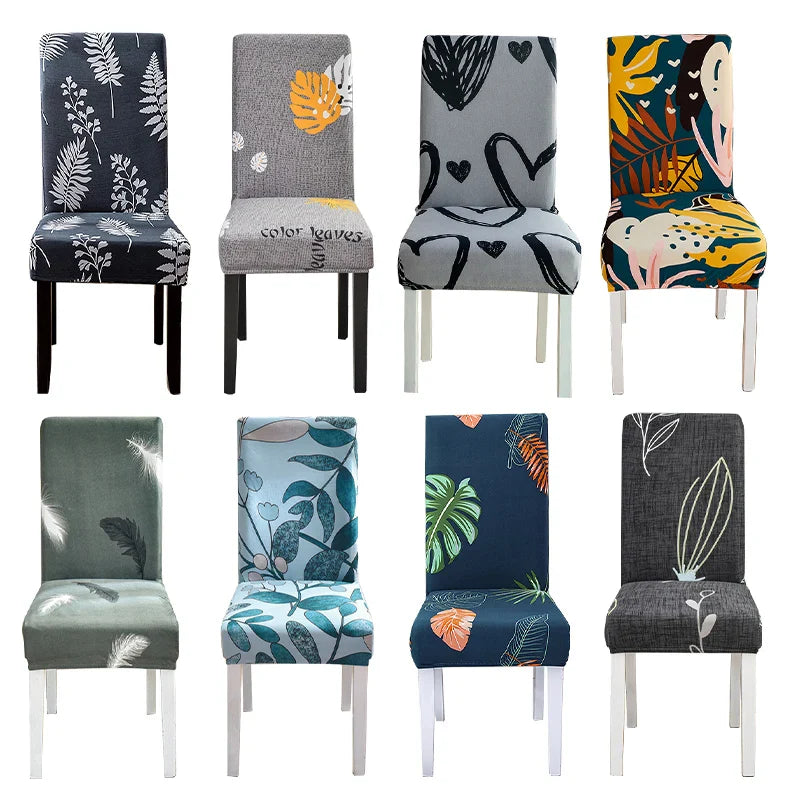 Printed Chair Cover Elastic Seat Chair Slipcovers Removable Washable Stretch Banquet Hotel Dining Room Arm Office Chair Cover