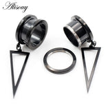 Alisouy 1PC Stainless Steel Water Drop Stone Star Moon Sword Skull Bees Dangle Earring Ear Gauge Plug Tunnel Expander Stretcher