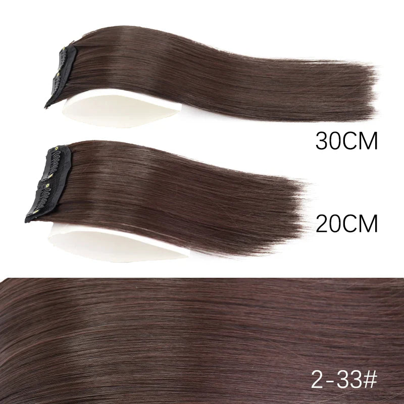 AZQUEEN Synthetic 20cm/30cm Invisible Straight Pads Clip In One Piece Hair Extension Top Side Cover Fluffy Hairpiece For Women