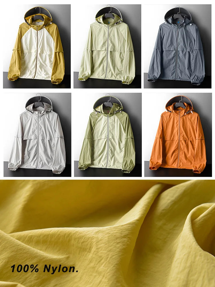 Summer UPF50+ UV Sun Protection Skin Coats Men/Women Unisex Outdoor Sportswear Ultra-Light Windbreaker Man Hooded Casual Jackets