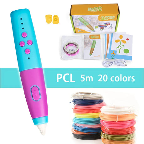 Creative 3D Pen Set for Kids - Perfect Birthday & Christmas Gift with 200M PCL Filament