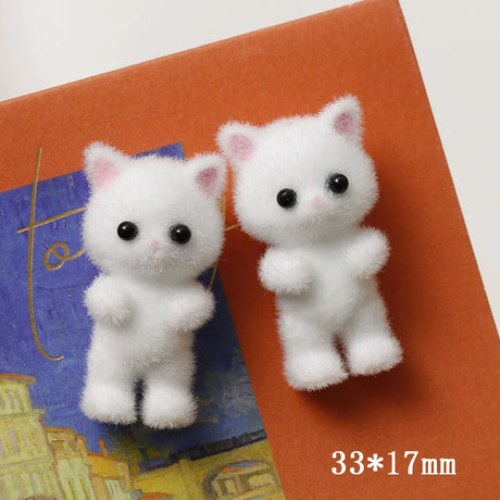 Min order 30pcs/lot flocking animals cartoon cats shape resin dolls beads diy jewelry earring/garment pendant accessory