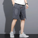 New Summer Men Denim Shorts Drawstring Loose y2k Fashion Pocket Streetwear Hip Hop Male Jeans Short Sweatpants S-5XL