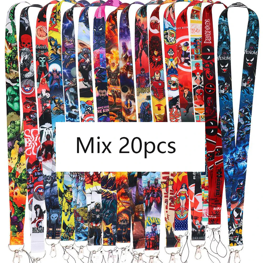 FI37 Wholesale 20pcs/lot Strap Movie Neck Lanyard for Keys Keychain Mix Mouse Stitch Long Hang Rope For Kids Lariat Accessories