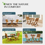 IDZO, Round Table Heavy Duty 400lbs Capacity Patio Bistro Set 3 Piece Outdoor, Folding Chairs w/Cushion