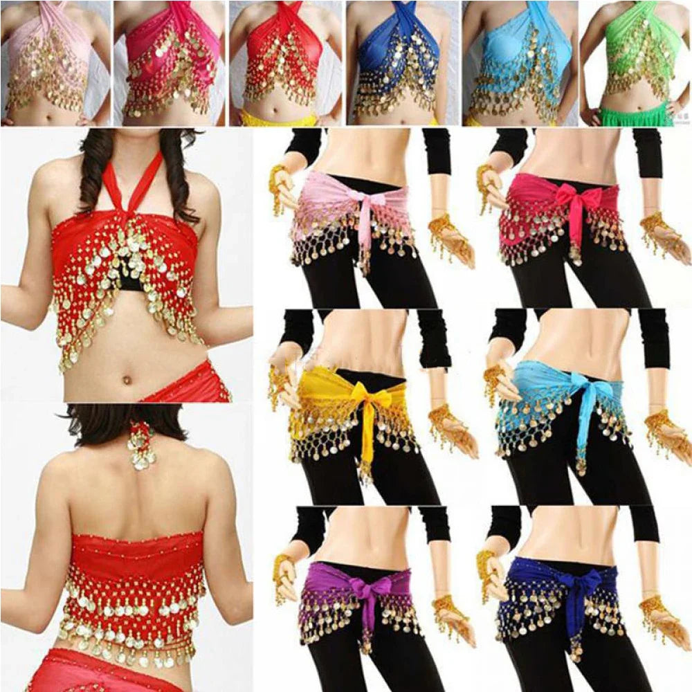 1Pc Belly Dance Waist Chain Five Layer Three Row Triangle for Indian Women’s Gold Coin Hip Scarf Fashion Dancewear Accessories