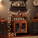 Wine Bar Rack Cabinet with Detachable Wine Rack, Coffee Bar Cabinet with Glass Holder, Small Sideboard and Buffet Cabinet