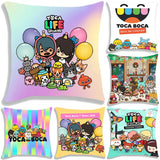 Cute Cartoon Toca Life World Pillow Case Home Decorative Pillowcases Bedroom/Sofa Cushion Covers 45*45cm Kids Anime Pillow Cover