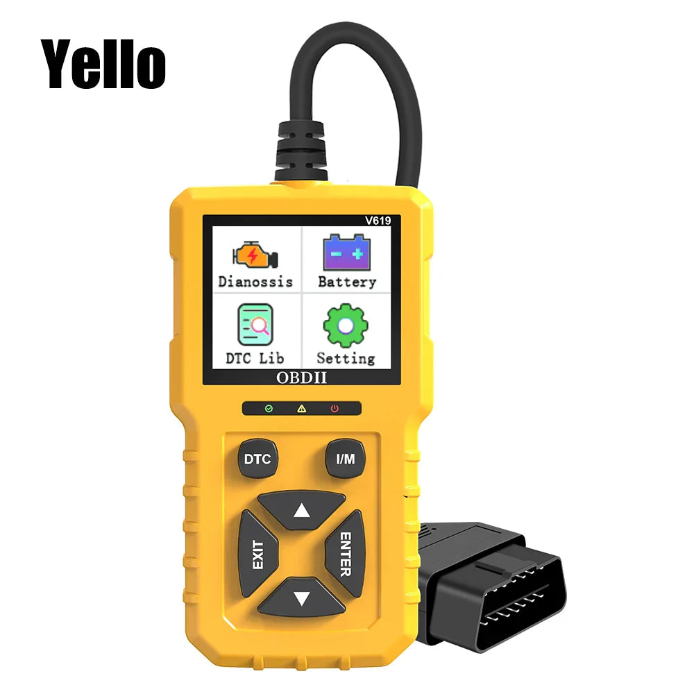 V619 12V Car OBD2 Diagnostic Tools OBD 2 Scanner Check Engine System Battery Tester Code Reader O2 Sensor Test Auto Accessories