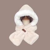 Women' S Autumn and Winter Korean Version Plus Velvet Warm Scarf Wool Hat Outdoor Cold- Proof Ear Protection One- Piece Cap