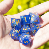 MINI PLANET Resin Dice With Sharp Edge For Dice Set Of 7 pcs Polyhedral Handmade Dice TTRPG Game D&D Dice Box Set