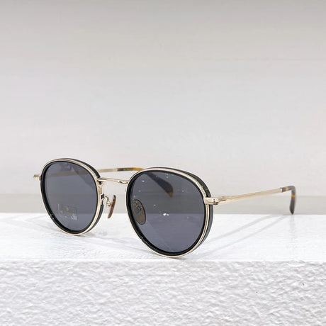 Classical High Street Round Gold Sunglasses 2024 Trend for Men INS Hot Style Titanium Solar Glasses Men Shades