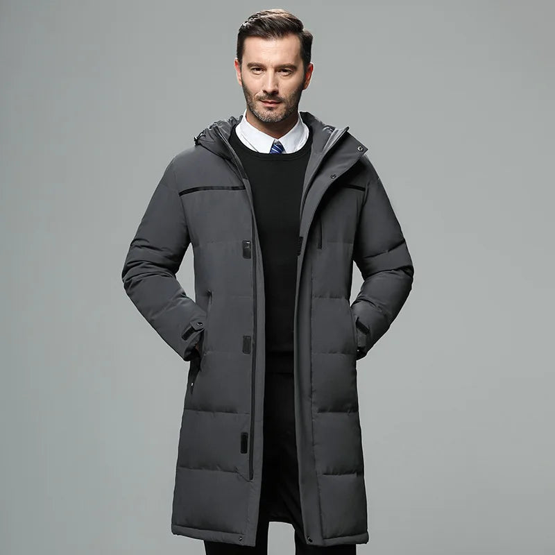 Men Long Duck Down Coats New Winter Hooded Casual Down Jackets High Quality Male Outdoor Windproof Warm Jackets Mens Clothing