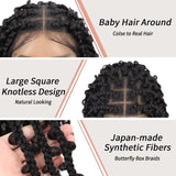 Kalyss- 14" Short Knotless Box Braided Wigs for Women Butterfly Bob  Full Double Lace Braid Wigs with Baby Hair  Front Cornrow