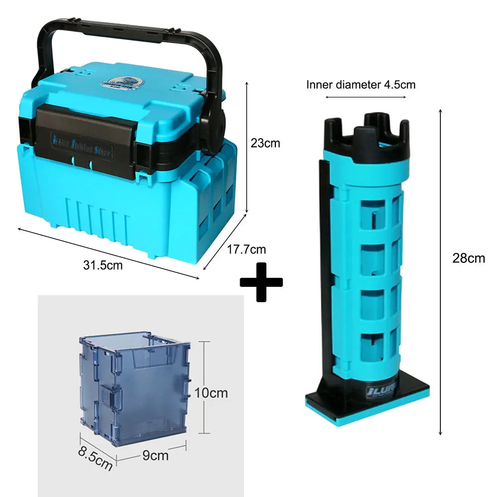 3-Layer Folding Fishing Tackle Box Multipurpose Fishing Storage Box with Handle Hardware Storage Box for Fishing Tackle Storage