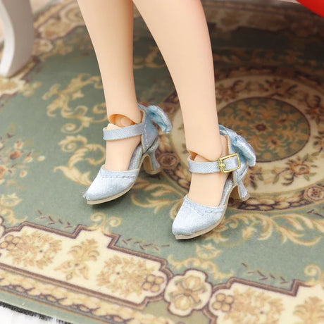 2.3cm*1cm Doll Shoes Ob24 22 Doll Noble Bow High Heels With Button For Blythes Licca Azones Ob24 Ob22 Fr Doll Body