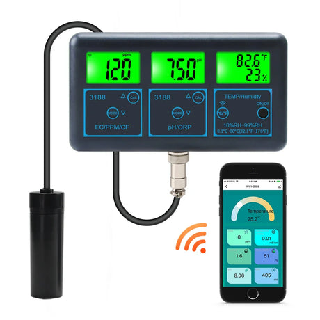 WiFi PH Meter Temp TDS(ppm) EC ORP Water Tester Tuya APP Smart Monitor Digital Analyzer for Aquariums Hydroponics Swimming Pool