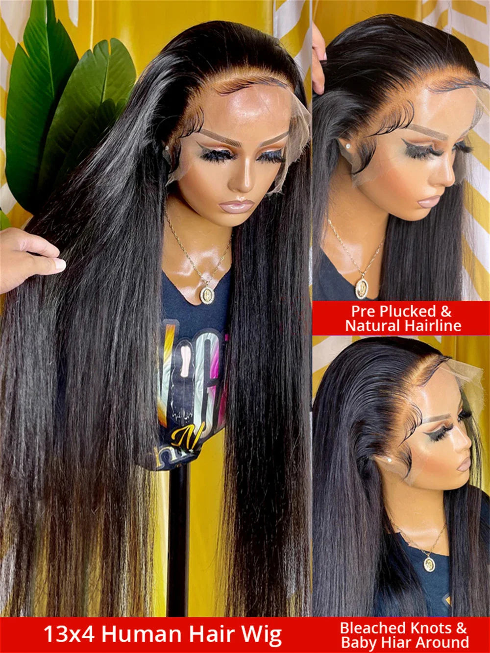 Brazilian 13x6 Transparent Bone Straight Lace Frontal Wig Human Hair Brazilian 40 46 Inch Glueless 13x4 Lace Front Wig For Women