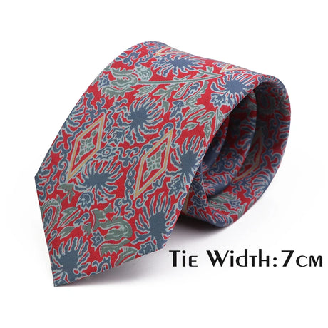 Vintage Floral Geometric Print Necktie Unique Style Mens Fashion 7cm/8cm Jacquard Tie Wedding Party Suit Cravat Skinny Gift