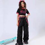 kid Girl Jazz Dance Costume Children Street Hip hop Dance Jazz Kpop Dance Costume for Girls pink Outfit Streetwear Clothes Sets