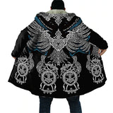 Men Fleeced Coat Winter Padding Windbreaker Eagle Wolf Tribal Parka Zip-up Hoodies Clothing Sweatshirts Outerwear Oversize Tops