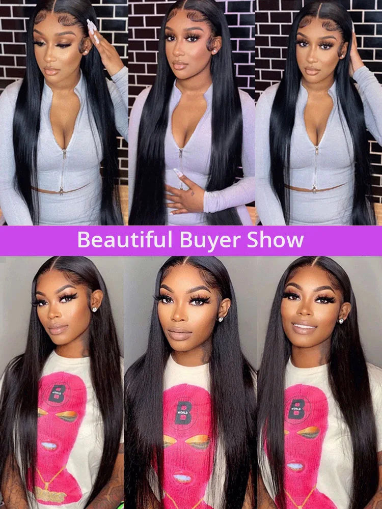 40 42 44 46 50Inch Transparent 13x4 13x6 HD Straight Lace Front Wigs For Women Human Hair Glueless Wigs Ready to Wear PrePlucked