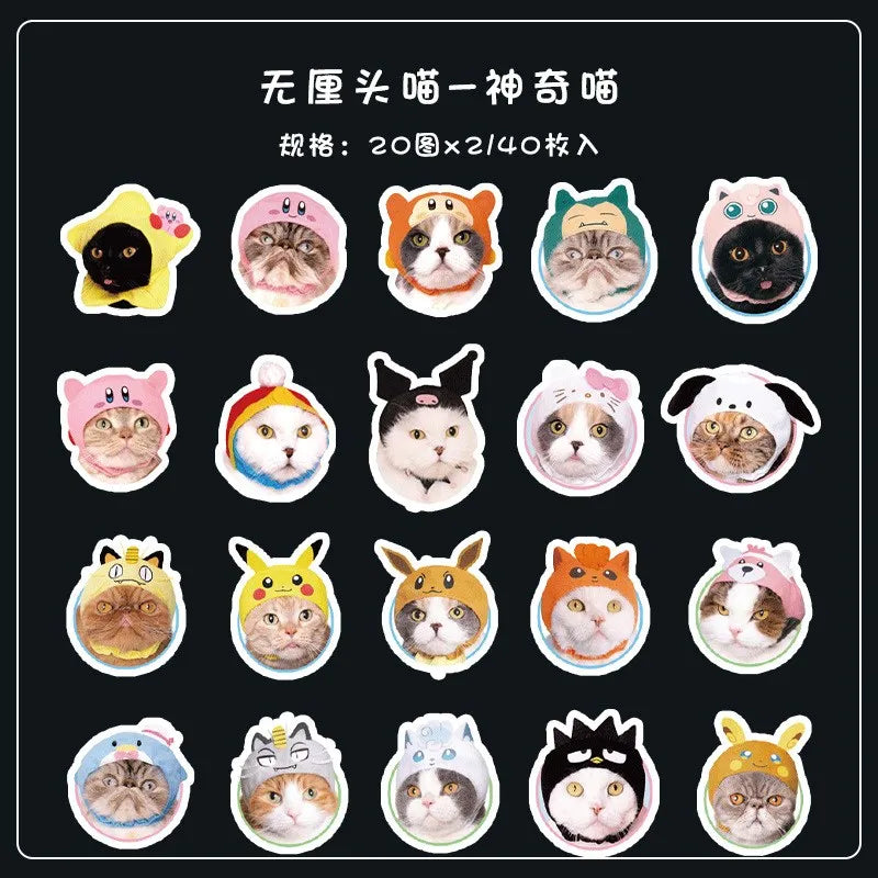 40 Pcs Cute Cat Stickers Kawaii Kitty Sticker Waterproof Cats Vinyl Decals Funny Kitten Decor For Decorations Scrapbook Journal