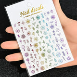 3D Gold Sun/Moon/Star Bronzing Nail Art Sticker 8*10cm Laser Star Moon Design Nail Decal Gold Silver Self-Adhesive Slider &*&