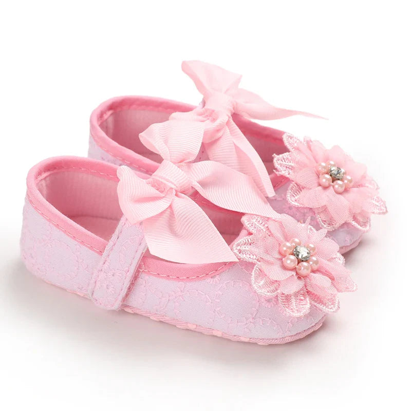 Summer Fashion Newborn Pink Baby Shoes Non-slip Cloth Bottom Shoes For Girls Elegant Breathable Leisure Baby First Walking Shoes