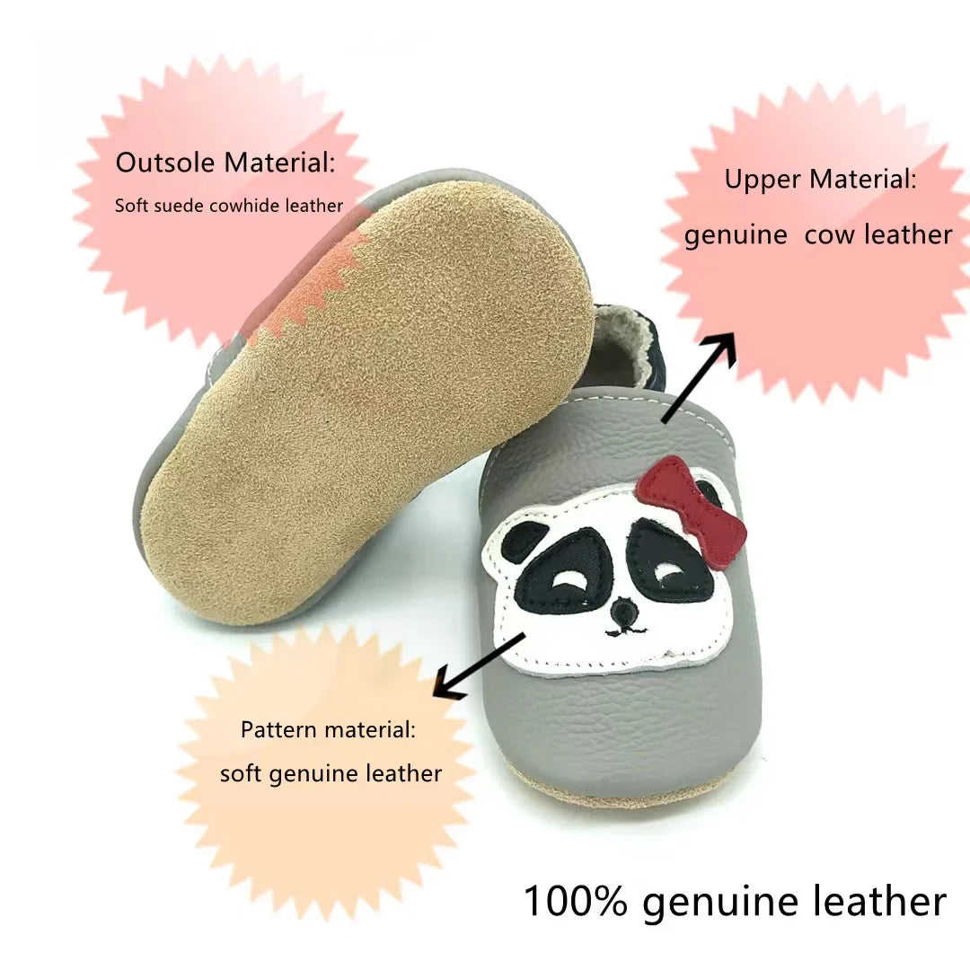 Baby Shoes Cow Leather Bebe Booties Soft Soles Non-Slip Footwear For Infant Toddler First Walkers Boys And Girls Slippers