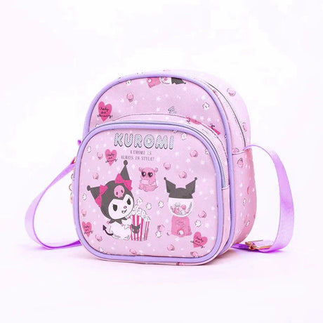 Sanrioed Cartoon Hello Kitty Melody Kulomi Messenger Bag Anime Cute Cat Casual Small Round Bag Kawaii Toy Girls Birthday Gift