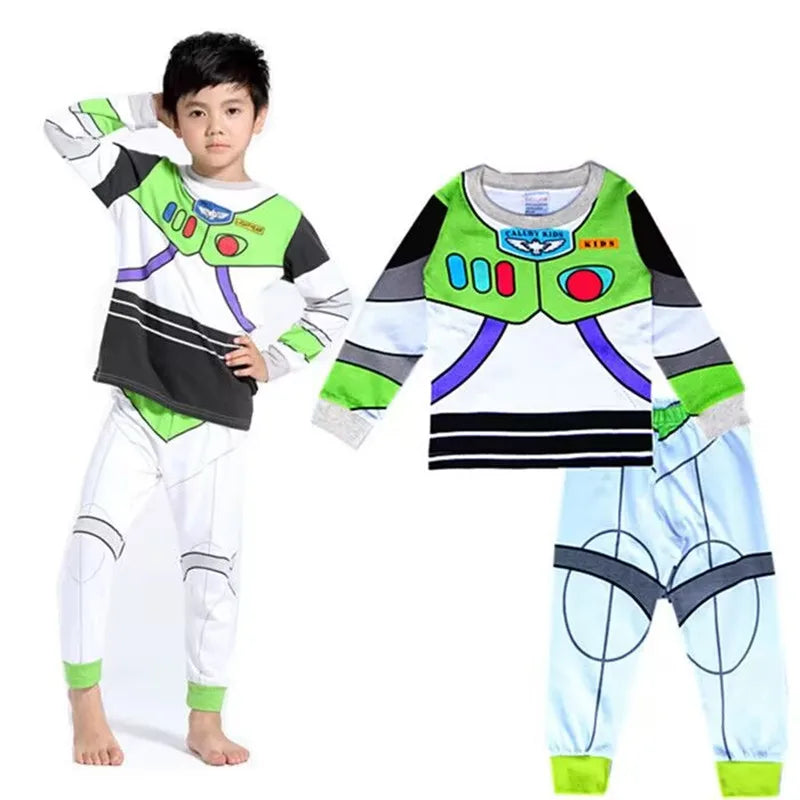 Children Clothes Animation Cartoon Buzz Lightyear Pajamas Suit Loungewear Kids Daily Comfort Boys Spring And Fall Tshirt Sets