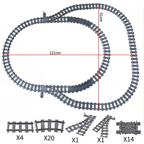 MOC Railway Track For Train Tracks Straight Curved Soft Rails Track Building Block Bricks DIY Trains Rail Boys Toys For Children